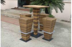 China Brown PE Rattan Bar Set , Home Balcony / Garden Table And Chairs supplier