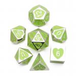 Green Peach Heart Metal Multi -Flag RPG Dice Set Dnd Coc  Luxury style for sale
