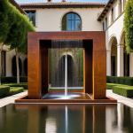 Create Tranquil Setting Corten Steel Garden Water Features Big OEM