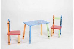 China Childrens Wooden Crayon Themed Table And Chair Set , Easy to Assemble supplier