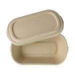 800ml Rectangular Disposable Packaging Containers , Bamboo Fibre Paper Pulp Box for sale