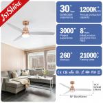 1stshine Bedroom LED Ceiling Fan with Light and Remote 15cm Suspender Length OEM