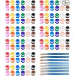 120 Pots Acrylic Paint Pots With Lids 20 Strips 5 Ml With 20 Pieces Paint Brushes Sets for sale