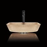 105mm Height Modern Hand Wash Sink Lacquered Light Tea Color Square Counter Top Basins for sale