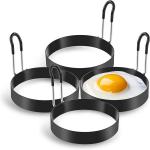 Black Round Stainless Steel Egg Cooking Rings Modern for sale