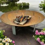 1000mm Steel Fire Pits Manual Ignition Rustic Red Or Customized Free Standing Corten Steel Brazier for sale