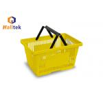 Customized Logo Plastic Supermarket Shopping Basket Double Hand CE Passed for sale