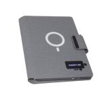 Wholesale Hardback Multifunctional Smart Luxury Pu Leather High Quality Gift Powerbank A5 Wireless Charging Notebook for sale
