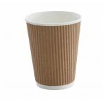 Bio-Degradable Take Away 16oz Kraft Ripple Paper Coffee Cups For Hot Drinking for sale