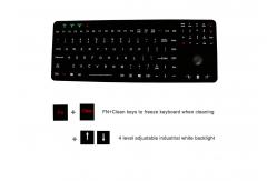 China Panel Mounted Silicone Industrial Keyboard USB PS2 Optical Trackball Keyboard With Backlit supplier