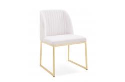 China Coffee Hotel Upholstered Soft Back Fabric Dining Chair With Metal Legs supplier