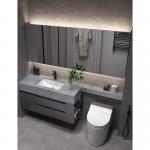 Custom Bathroom Vanity Units Slate Washbasin Toilet Combination Smart LED Mirrored Cabinet