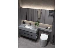 China Custom Bathroom Vanity Units Slate Washbasin Toilet Combination Smart LED Mirrored Cabinet supplier