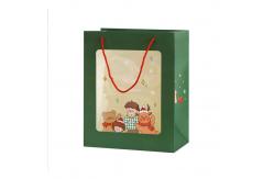 China Custom Printed Paper Carrier Bags With Clear Window For Christmas Gift supplier