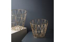 China Brass Large Storage Wire Grid Baskets , Wire Basket Clothes Storage Hamper supplier