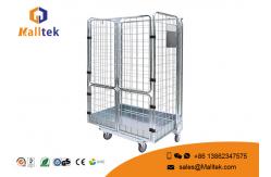 China Collapsible Storage Roll Container Trolley Save Space Open Wire Mesh Design supplier