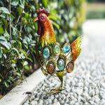 Metal Garden Handicrafts Coloured Glaze Stone Cock Decor Yard Art Ornaments for sale