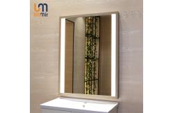 China Defogger Vanity Mirror With Lights Time Display Touch Screen Wall Mirror supplier