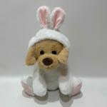 28CM Plush Toy Puppy Stuffed Animal in White Bunny Costume for Easter for sale