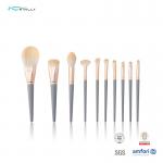 Synthetic Hair 9PCS Wood Handle Makeup Brushes Aluminium Ferrule for sale