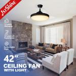 230V Decorative Lighting Retractable LED Ceiling Fan with Dimmer Support 42 Inch Size for sale