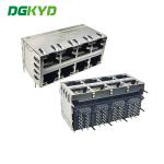 DGKYD24Q012DB1A1D057 Long Dual Layer 2x4 Port Shielded RJ45 Gigabit Filtered Connector with Yellow and Green LEDs for sale