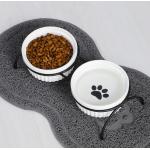 Ceramic Adjustable Elevated Cat Feeder Raised Food Dish for sale