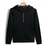 Fashion Solid Color Kangaroo Pocket Pullover , Cotton 3 4 Zip Hooded Sweatshirt for sale