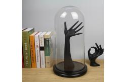 China Wooden Base D10*H20cm Borosilicate Glass Display Dome Cloche supplier