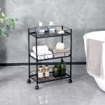3 Tier Rolling Utility Cart With Wheels Multifunctional Metal Storage Cart Organizer Adjustable Trolley Cart With Handle for sale