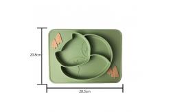 China Custom Green Silicone Baby Tray Fox Shape BPA Free Silicone Baby Plate supplier
