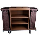 Hotel 3 - Tier  Housekeeping Cart ,6 PP Wheels Iron Paint Brown Room Service Equipments for sale