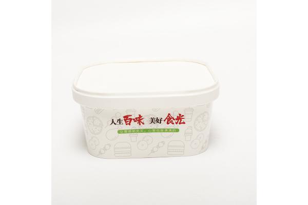 Custom Kraft Square Paper Bowl With Lids 1000ml Disposable Salad Container