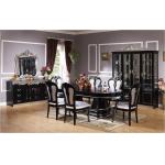 6 Seat Black Round Luxury Wood Dining Room Sets Solid Wood Dining Table And Chair for sale