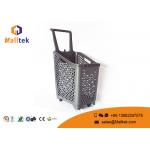 4- Wheels Grey Supermarket Shopping Basket , Larger Retail Shopping Baskets for sale