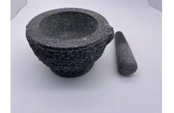 China Marble Granite Stone Mortar And Pestle Rough Smooth Inside Pitted Outside supplier