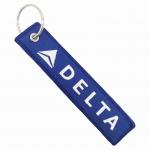 Blue White Custom Embroidered Keychain Co-Branded Gift DELTA Airlines Custom Embroidered Keyring for sale