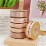 High Light Custom Gold Foil 3D Embossed Satin Ribbon Polyester Material for Birthday Decorations for sale