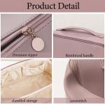 Leather Waterproof Multifunctional Makeup Bag With Handle And Divider For Women