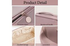 China Leather Waterproof Multifunctional Makeup Bag With Handle And Divider For Women supplier