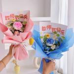 Teacher’s Day Exclusive Rose Bouquet Handmade Knitted Floral Gift Realistic-Looking Yarn Flowers for Teachers for sale