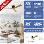 Residential Wooden Blades Ceiling Fan with 52 Inch Flush Mounting and Remote Control