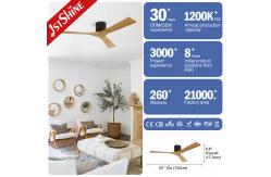 China Residential Wooden Blades Ceiling Fan with 52 Inch Flush Mounting and Remote Control supplier