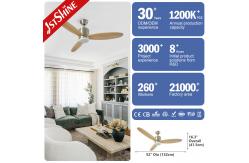 China Dimmable LED 52 Inches Solid Wood Ceiling Fan Light With Smart App Control supplier