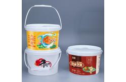 China Logo Printing Food Grade White Plastic Buckets and Customizable supplier