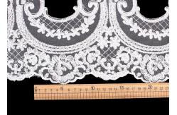 China Custom Floral Applique Embroidered Lace Trim Polyester On Nylon Mesh supplier