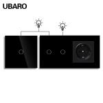 Single Live Wire Control Double Switch With Indicator Light On/Red Off/Blue Tempered Glass Panel Button for sale