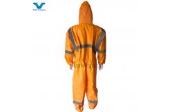 China EN1149 Coverall 56GSM Microporous USA PPE Disposable With Orange Reflective Tape supplier