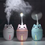3 in 1 320ML USB Air Humidifier Ultrasonic Cool-Mist Adorable Pet Mini Humidifier With LED Light Mini USB Fan for sale