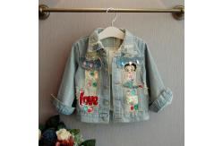 China Spring 80CM 31.5in Childrens Jean Personalised Denim Jacket With Frosted Hole supplier